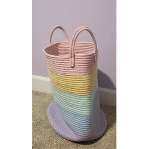 New Cotton Rope Basket for Pastel Rainbow Classroom Decor 15x18, Toy Basket